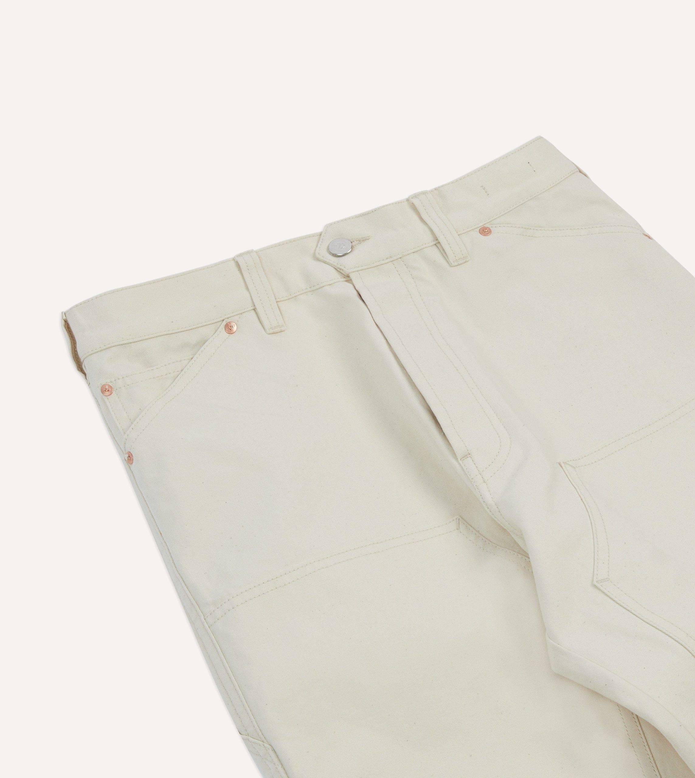 Ecru Cotton Canvas Carpenter Pant - Image 4