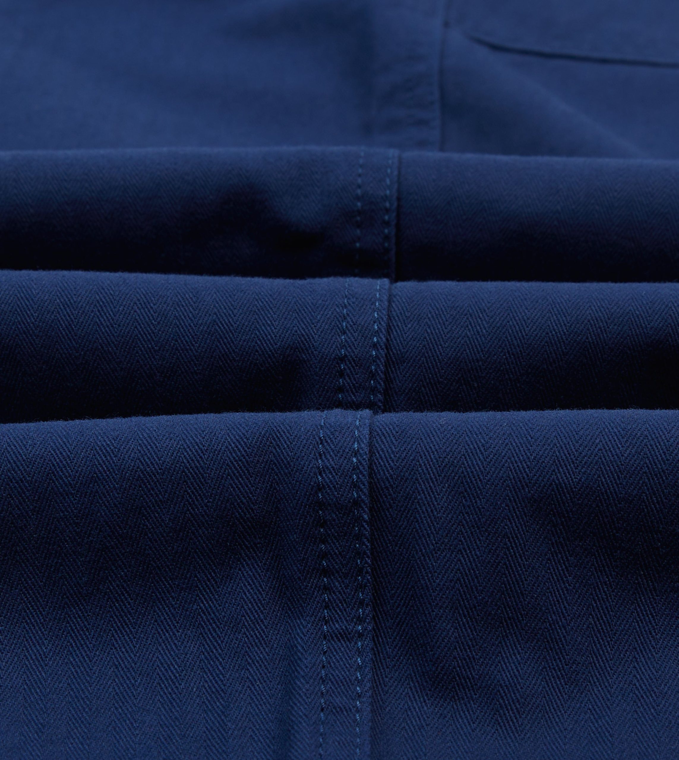 Navy Herringbone Twill Cotton Drawstring Trousers - Image 2