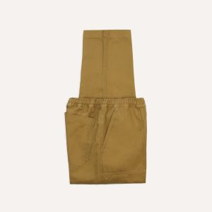 Khaki Herringbone Twill Cotton Drawstring Trousers