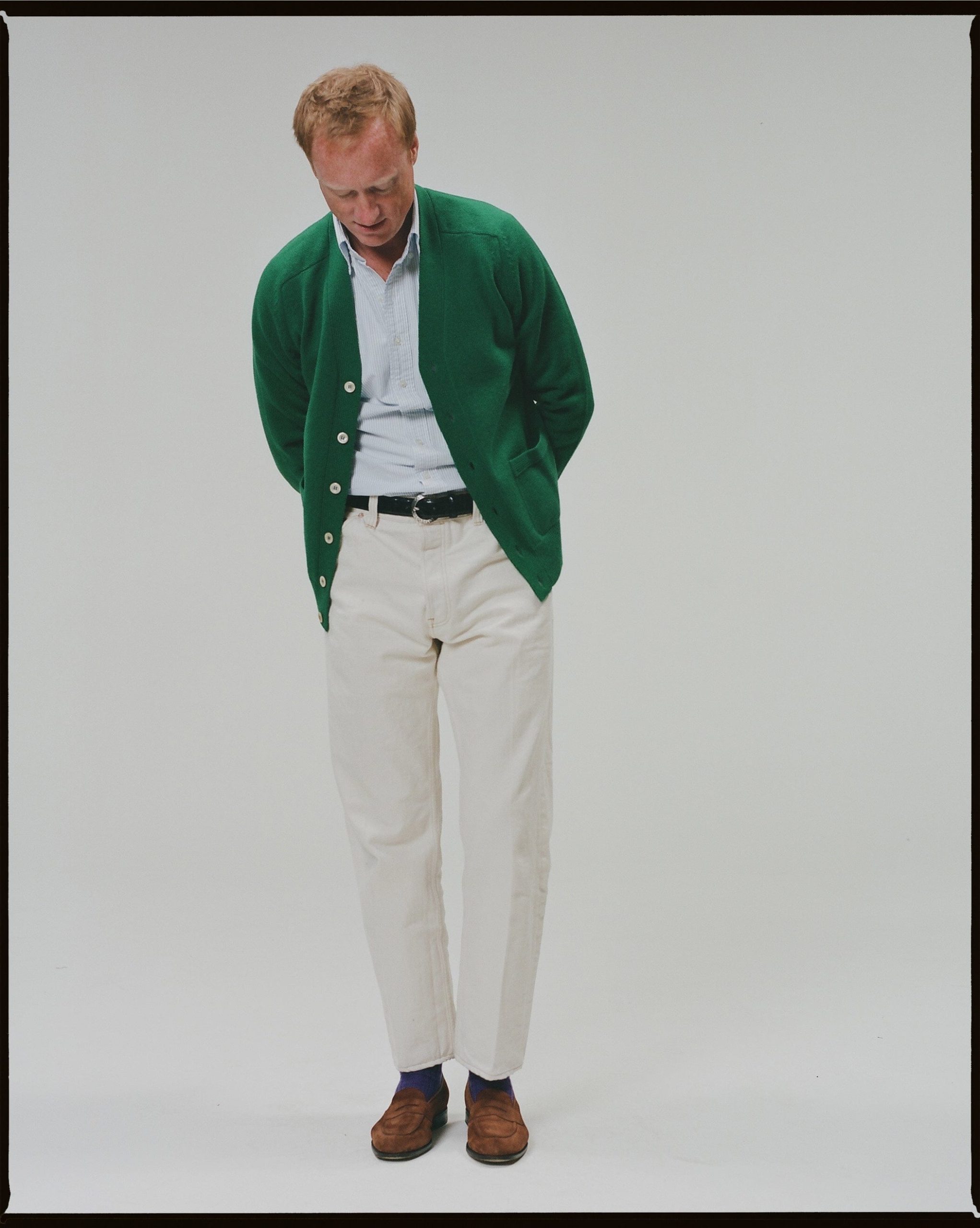 Green Lambswool 6 Button Cardigan - Image 6