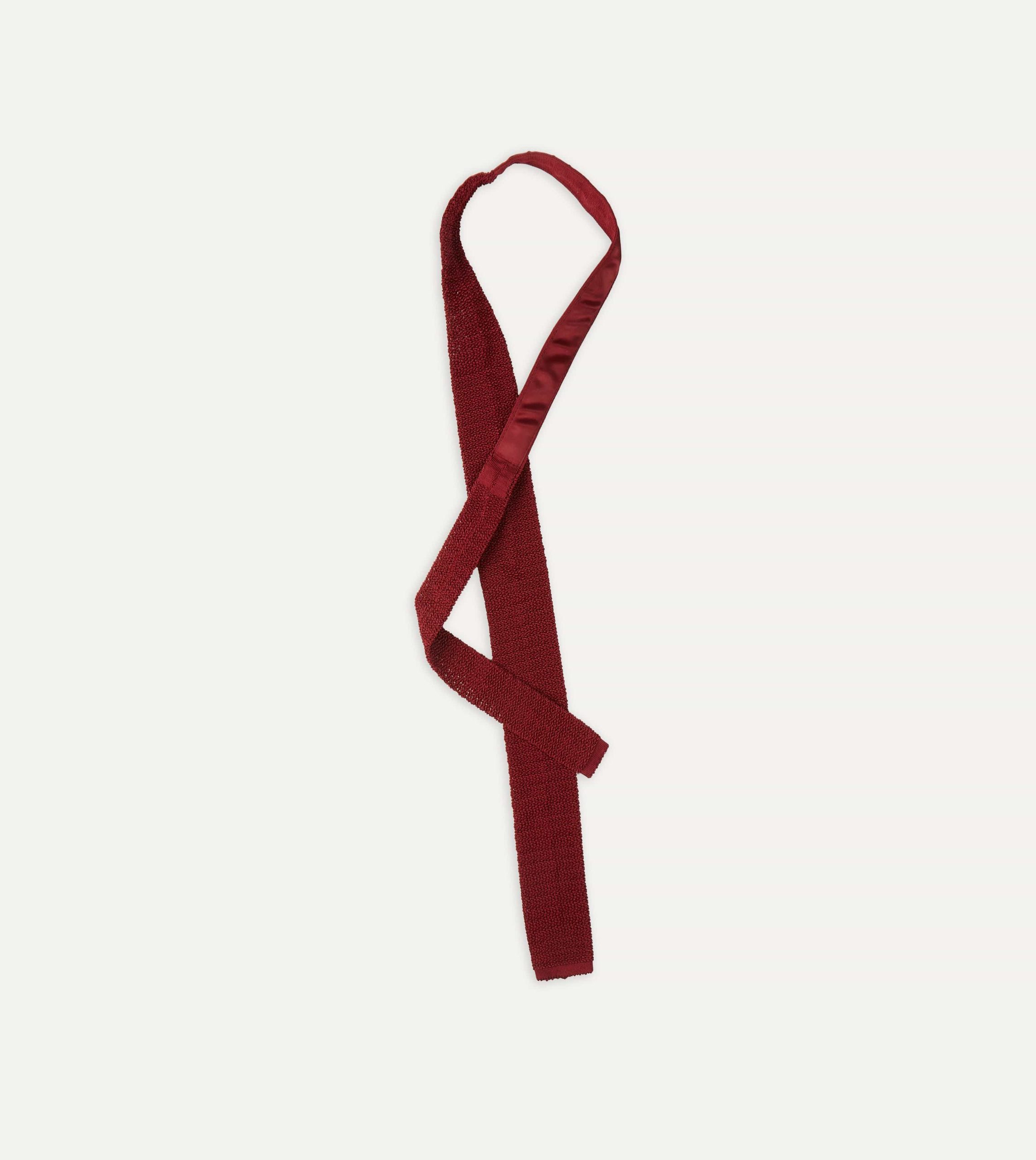 Light Wine Knitted Silk Solid Colour Tie - Image 4