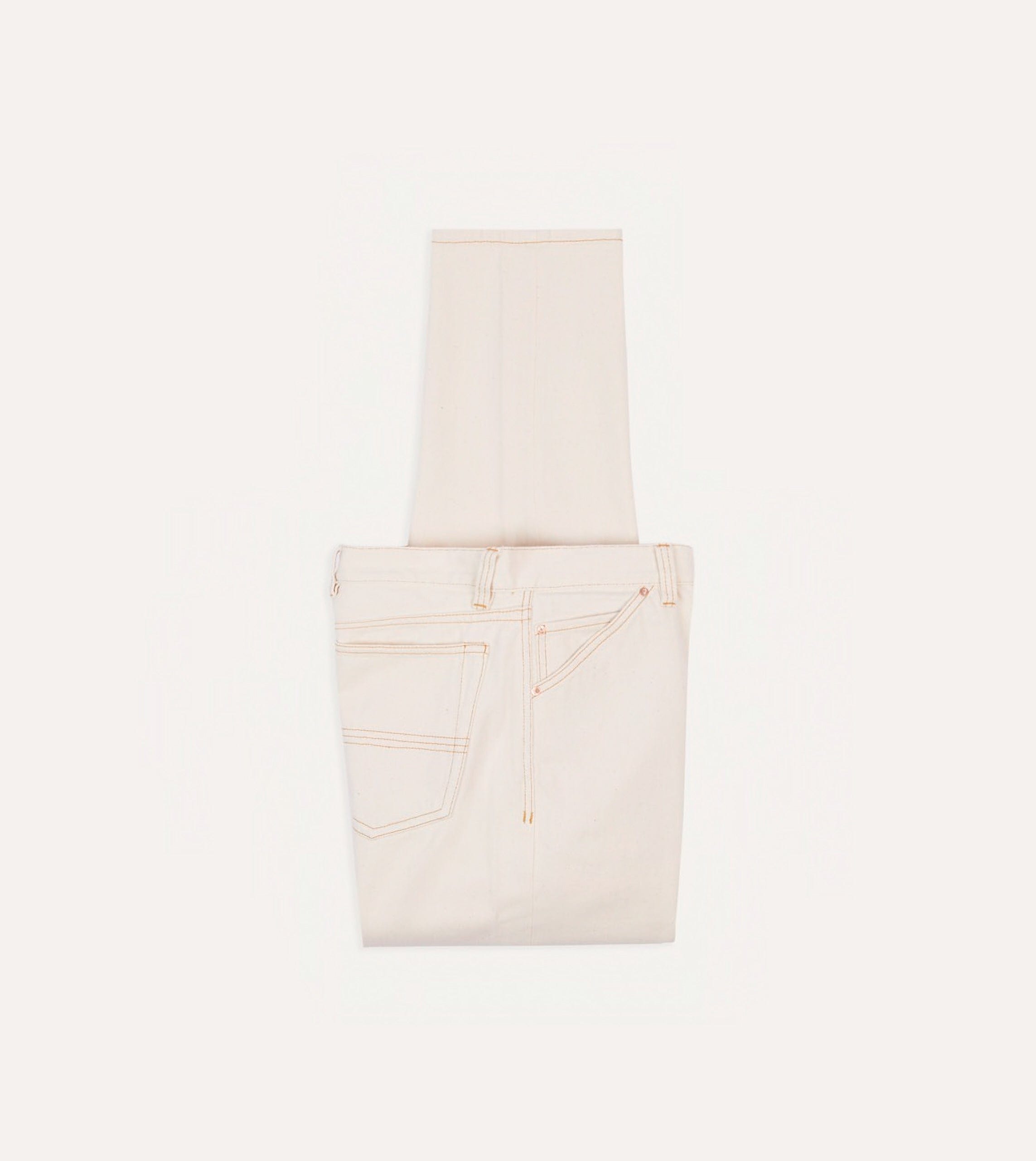 Ecru 12.7oz Selvedge Denim Contrast Stitch Five-Pocket Jeans
