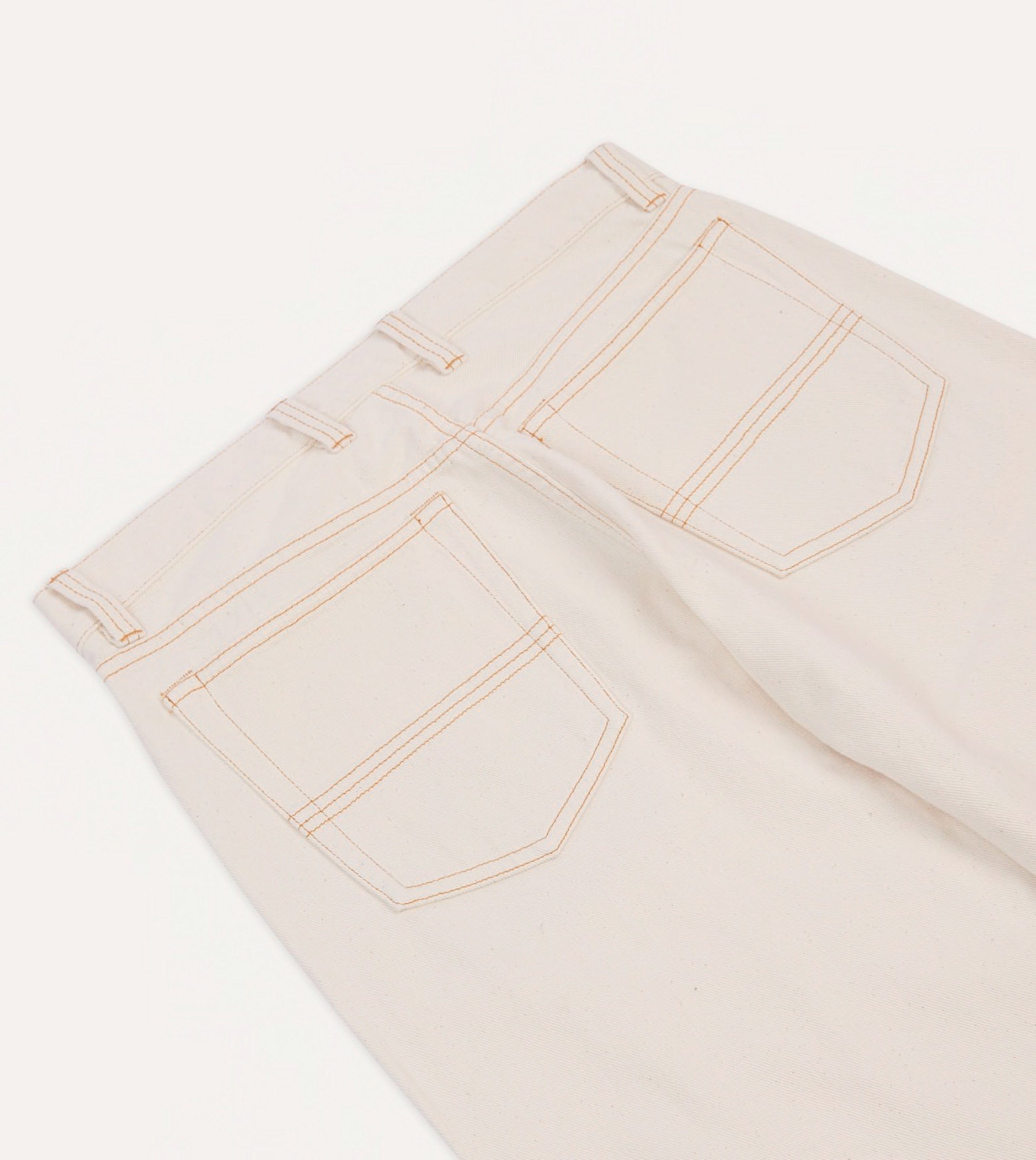 Ecru 12.7oz Selvedge Denim Contrast Stitch Five-Pocket Jeans - Image 5