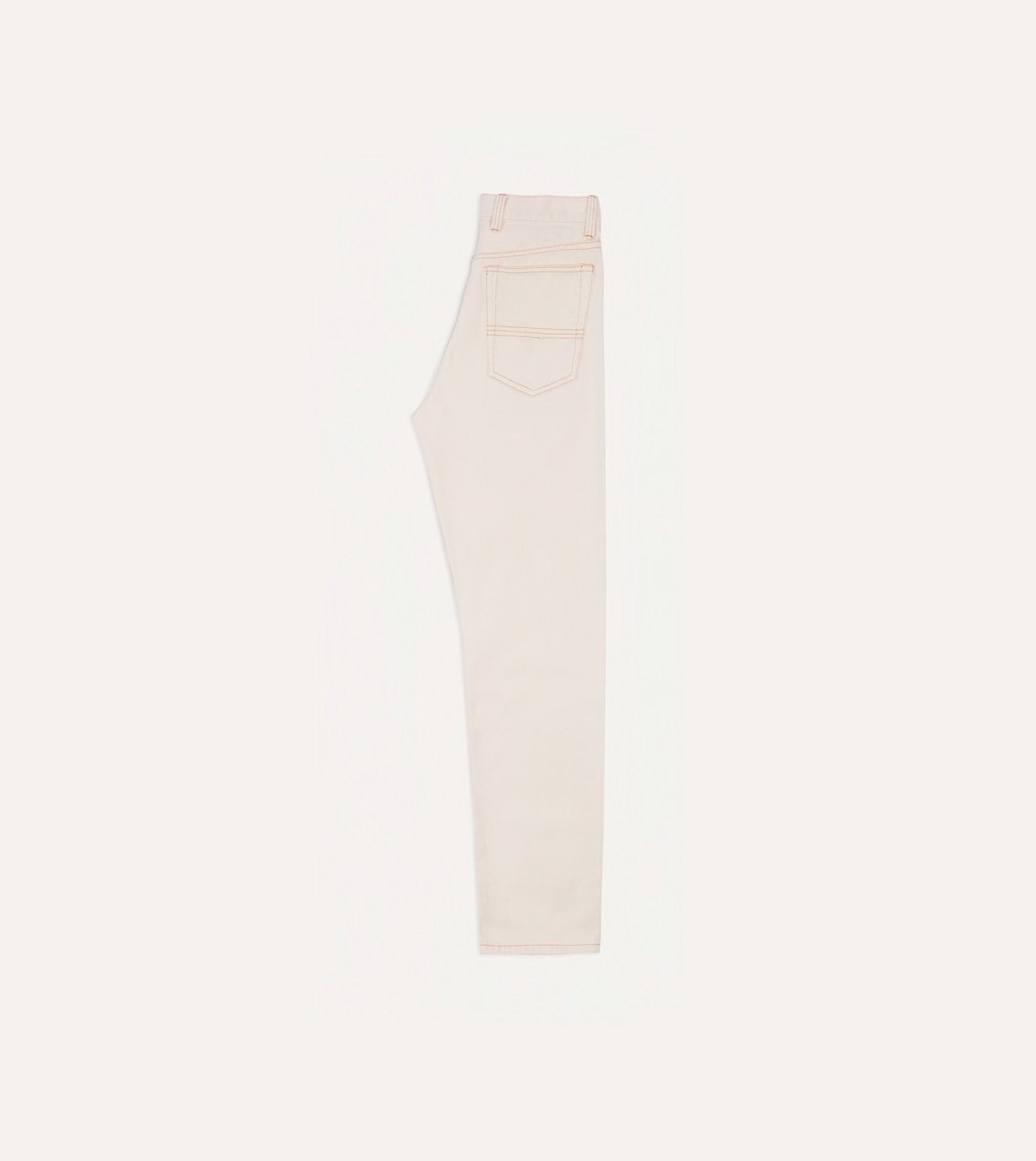 Ecru 12.7oz Selvedge Denim Contrast Stitch Five-Pocket Jeans - Image 6