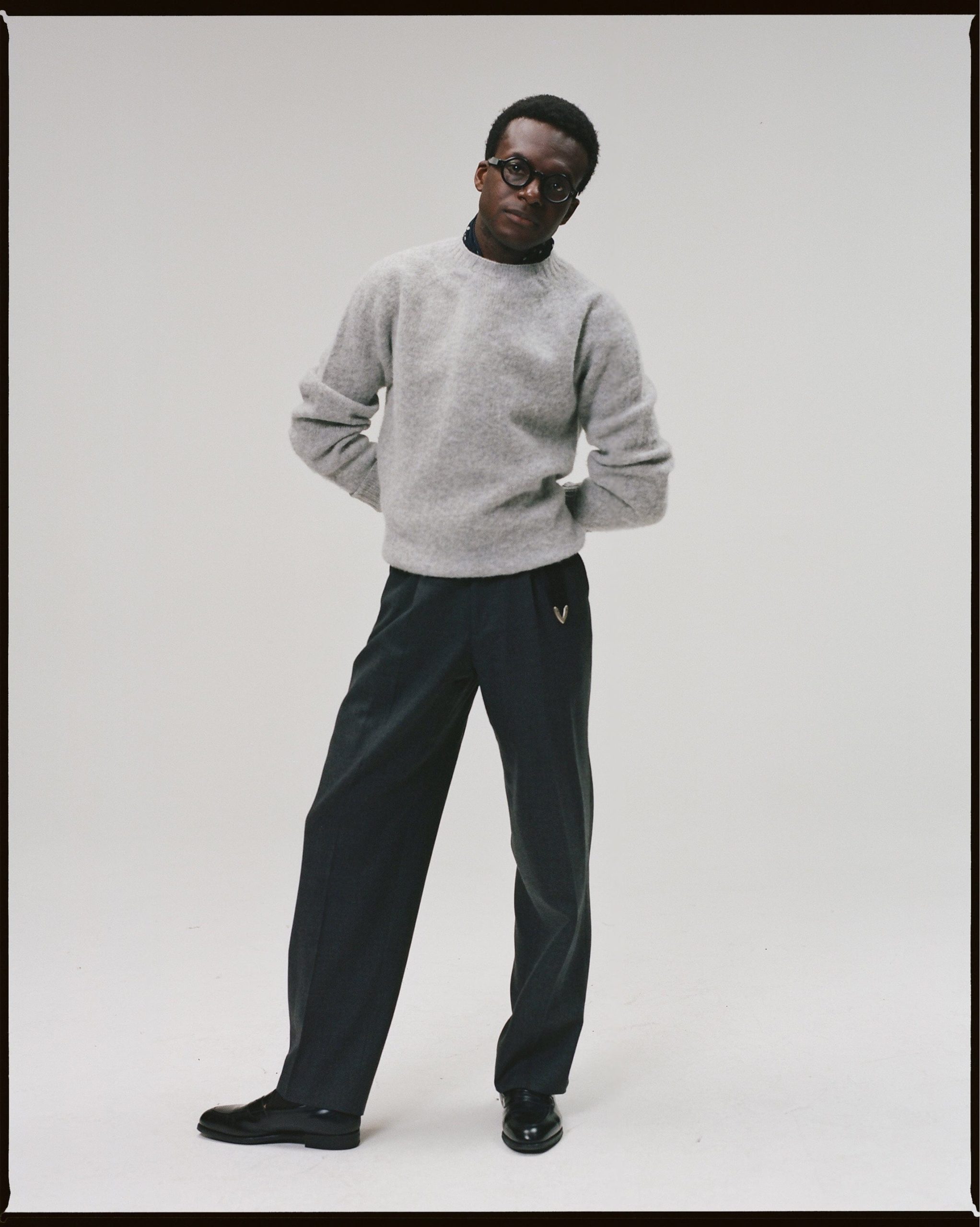 Light Grey Brushed Shetland Crew Neck Jumper - Image 6