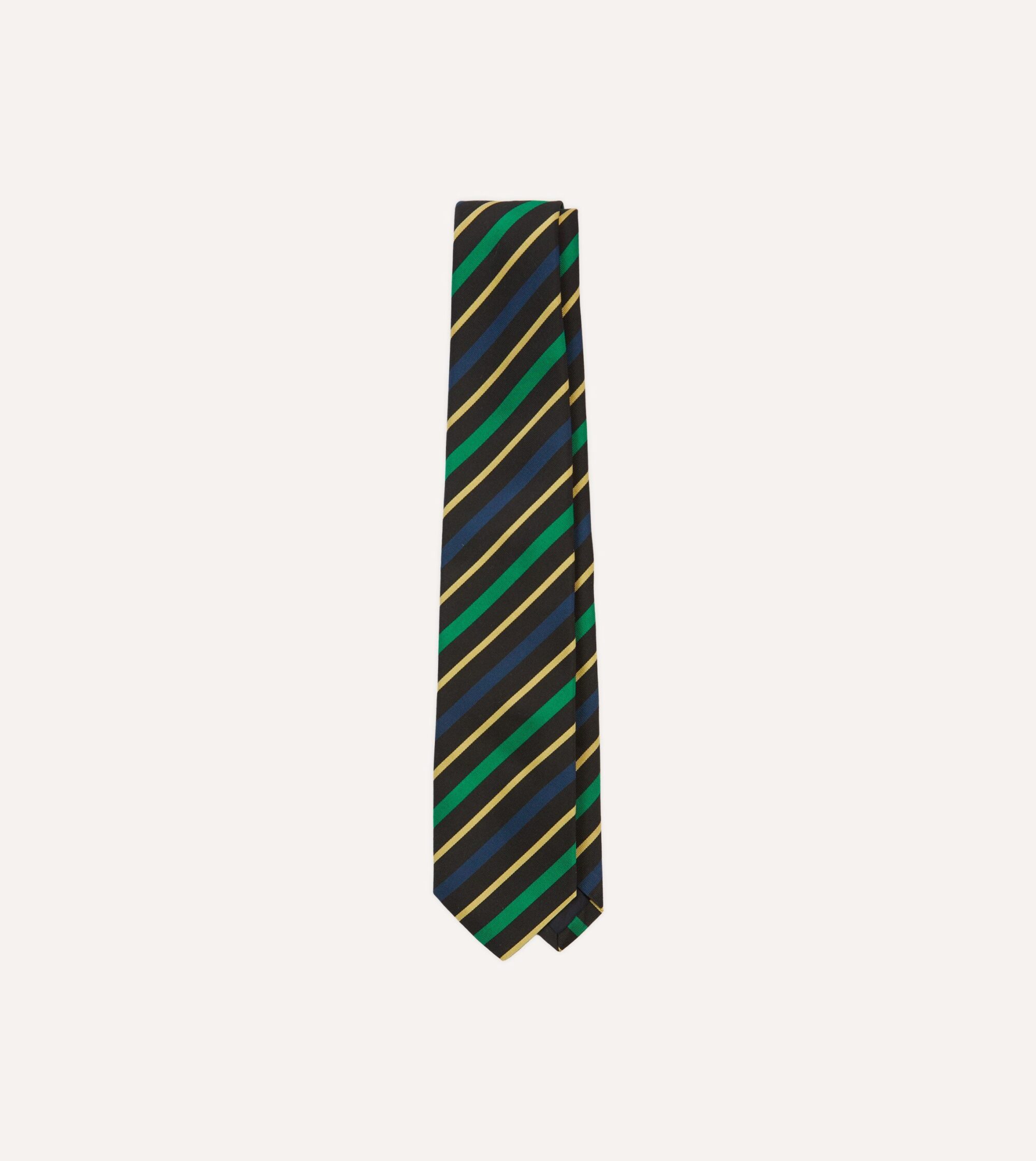 Black. Blue. Green and Yellow Multi Stripe Mogador Silk Tipped Tie