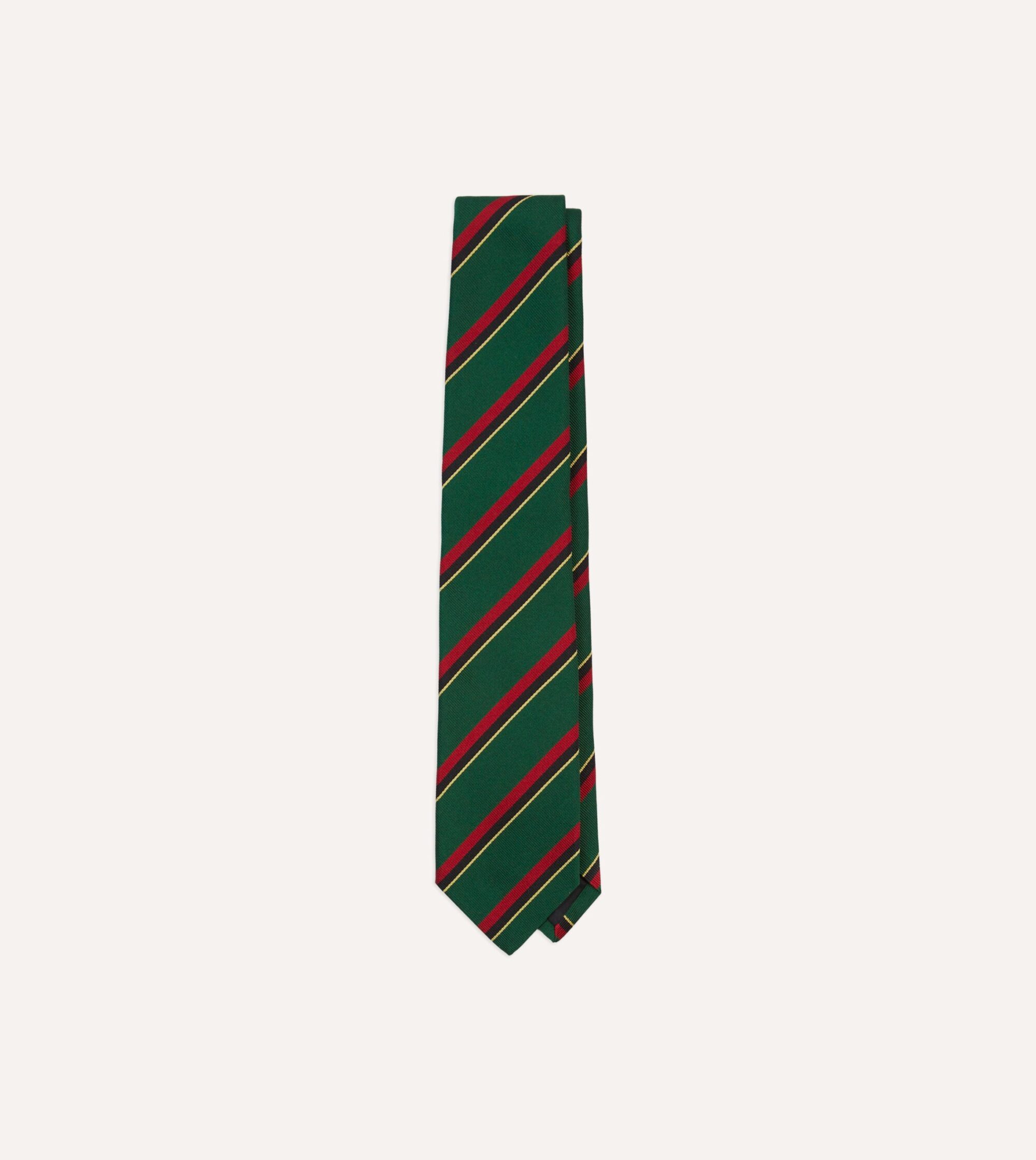 Green. Red. Black and Yellow Multi Stripe Repp Silk Tipped Tie