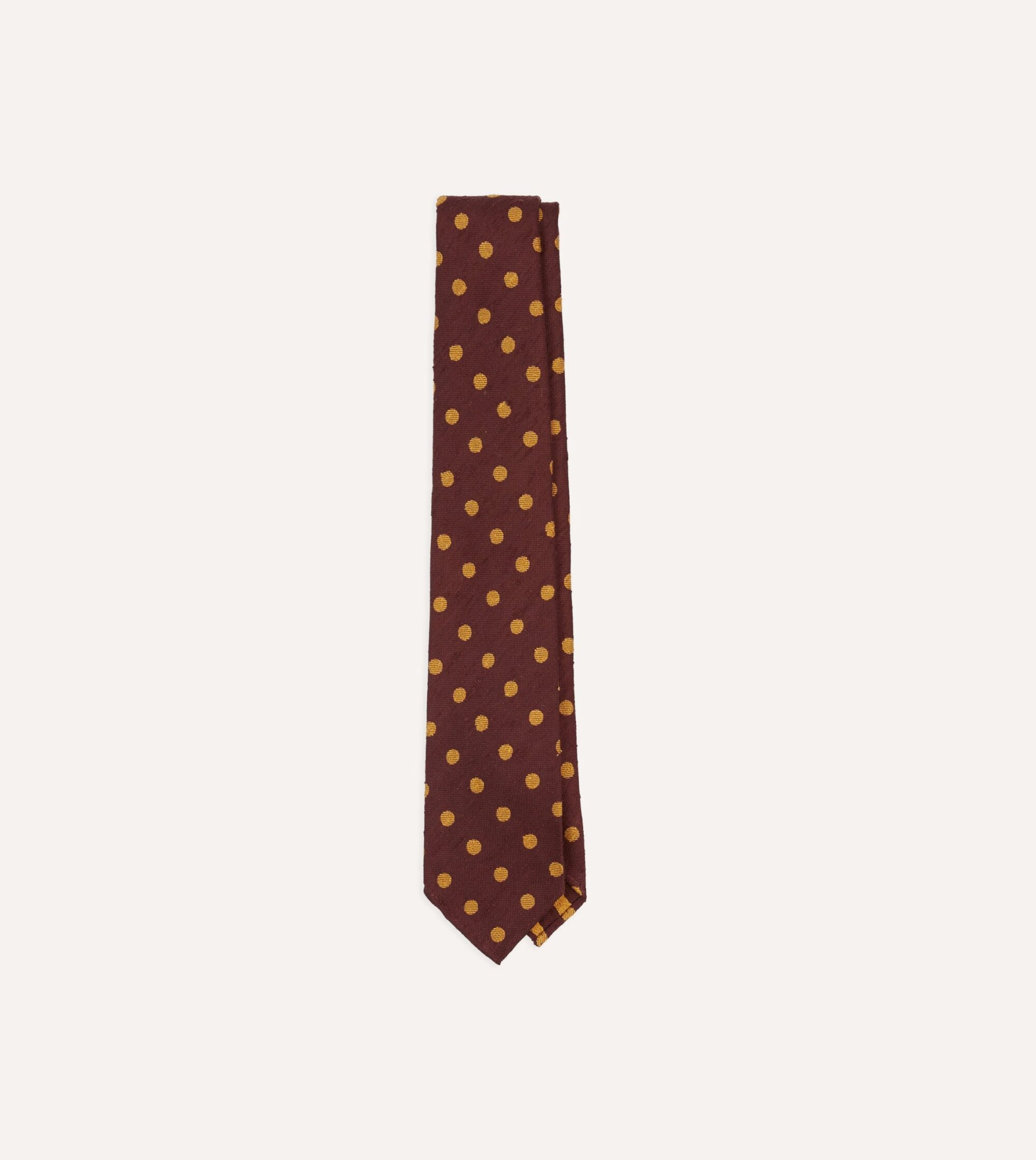 Red and Gold Polka Dot Shantung Silk Tie