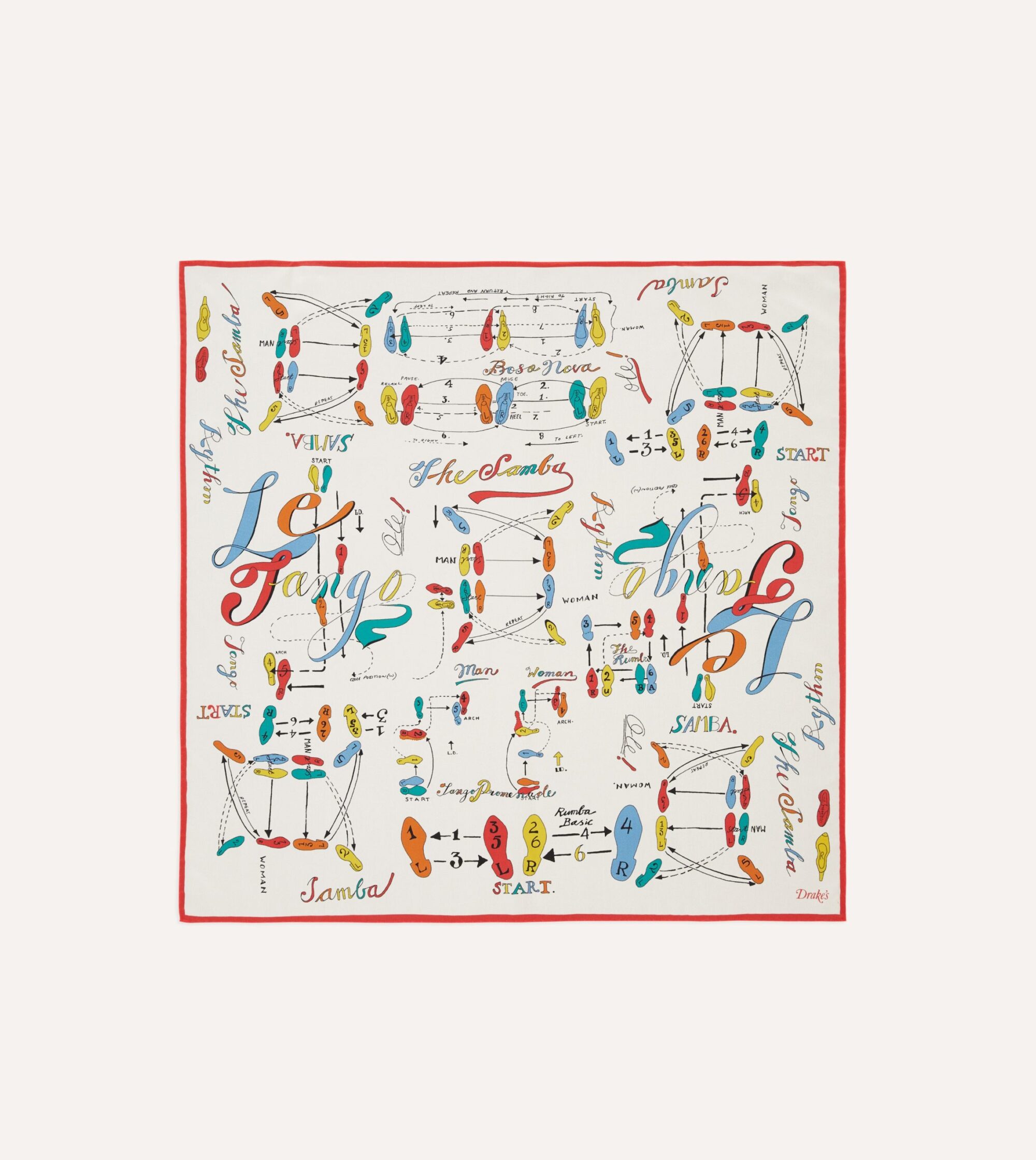 Dance Steps Print Silk Bandana