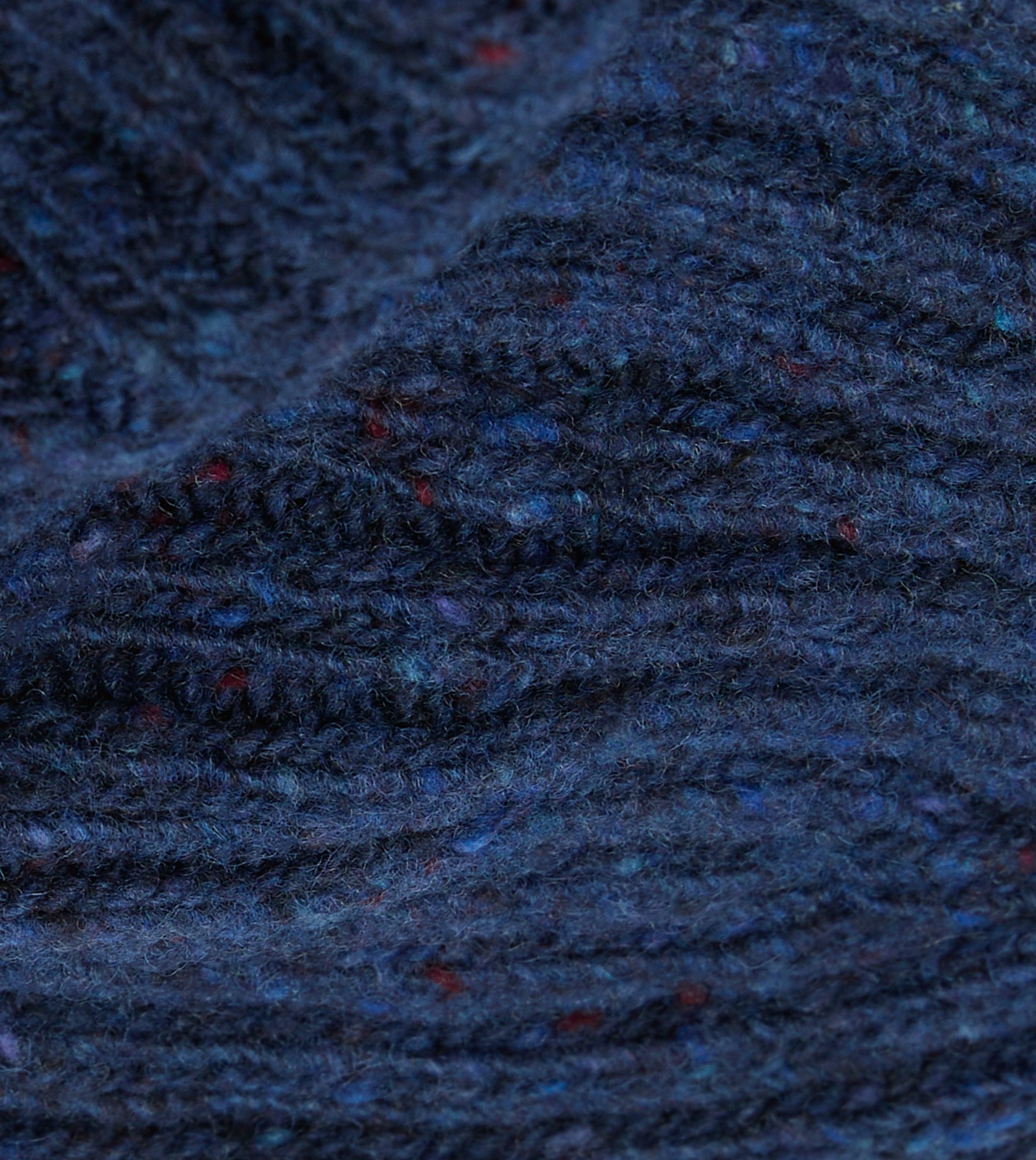Blue Ribbed Merino Donegal Knit Cap - Image 2