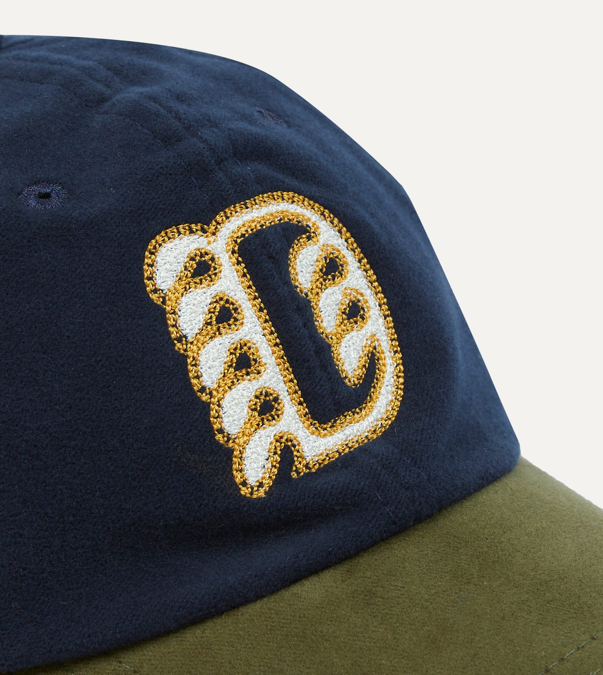 Navy and Olive Moleskin Baseball Cap - Image 3