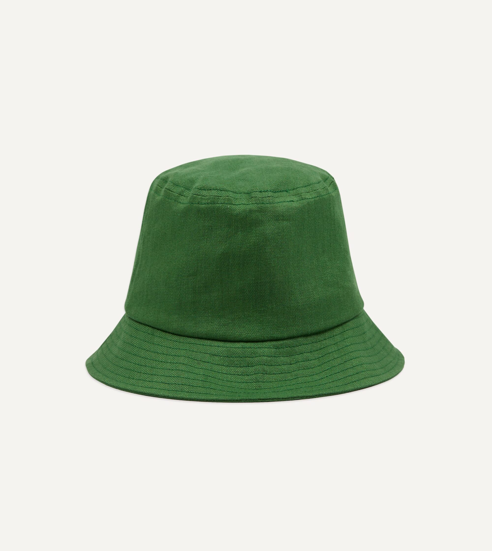 Cableami Green Herringbone Linen Bucket Hat