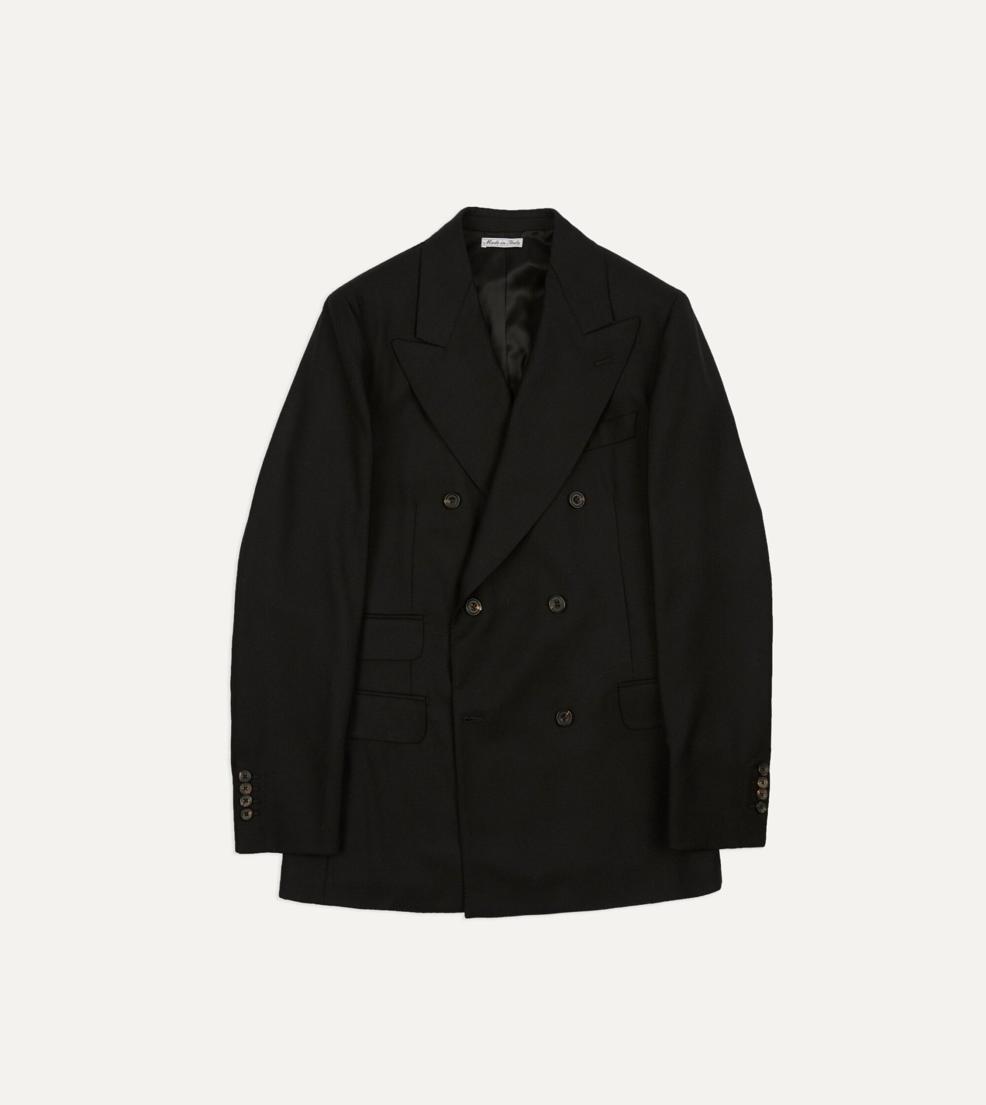 Black Fresco? Wool Double-Breasted Tailored Jacket
