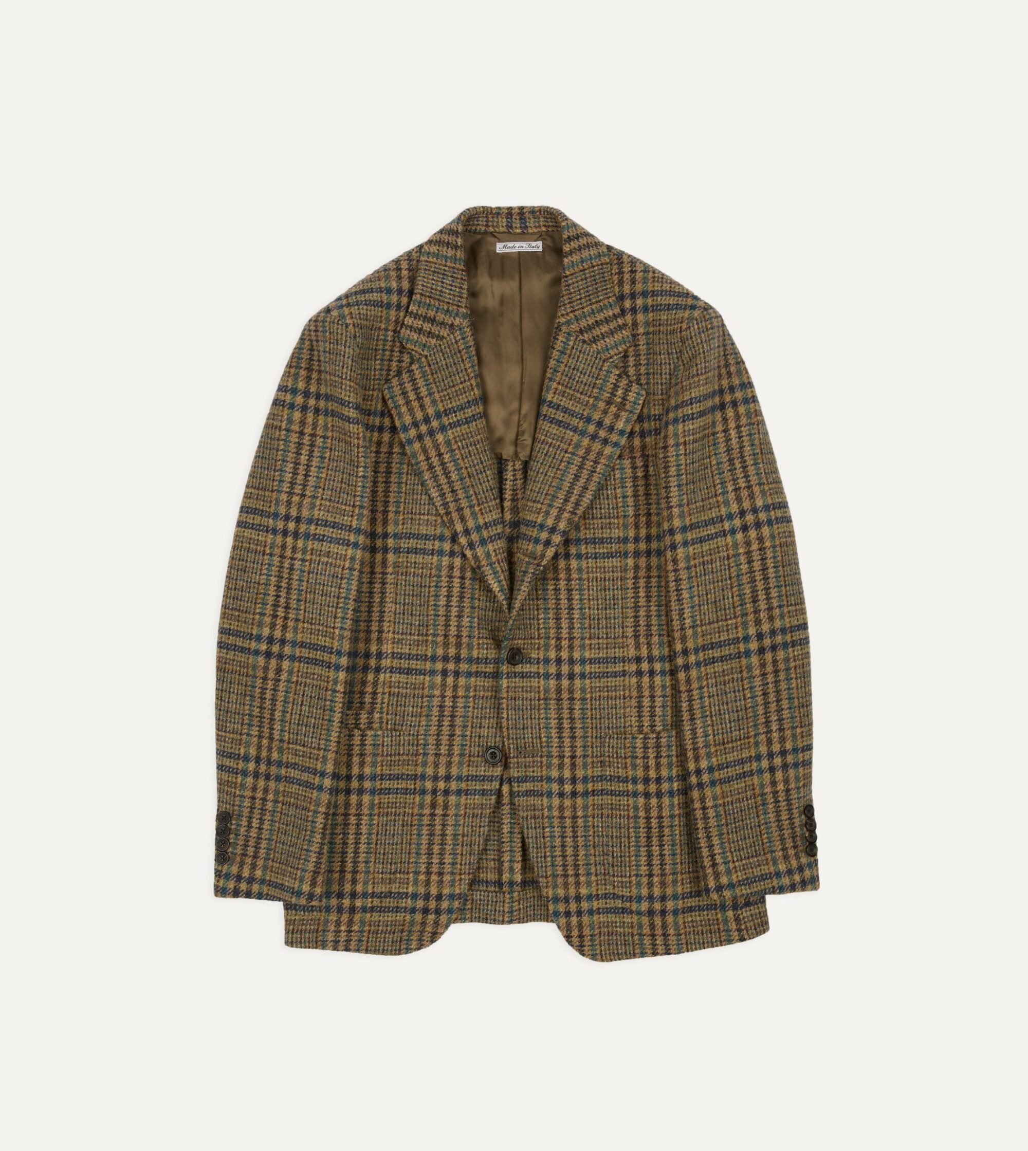 Brown and Teal Prince of Wales Check Tweed Blazer