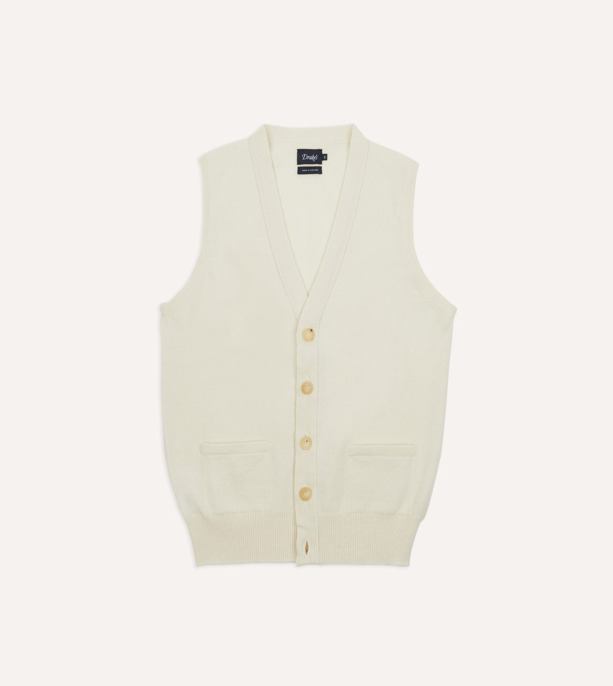 Ecru Lambswool Sleeveless Cardigan