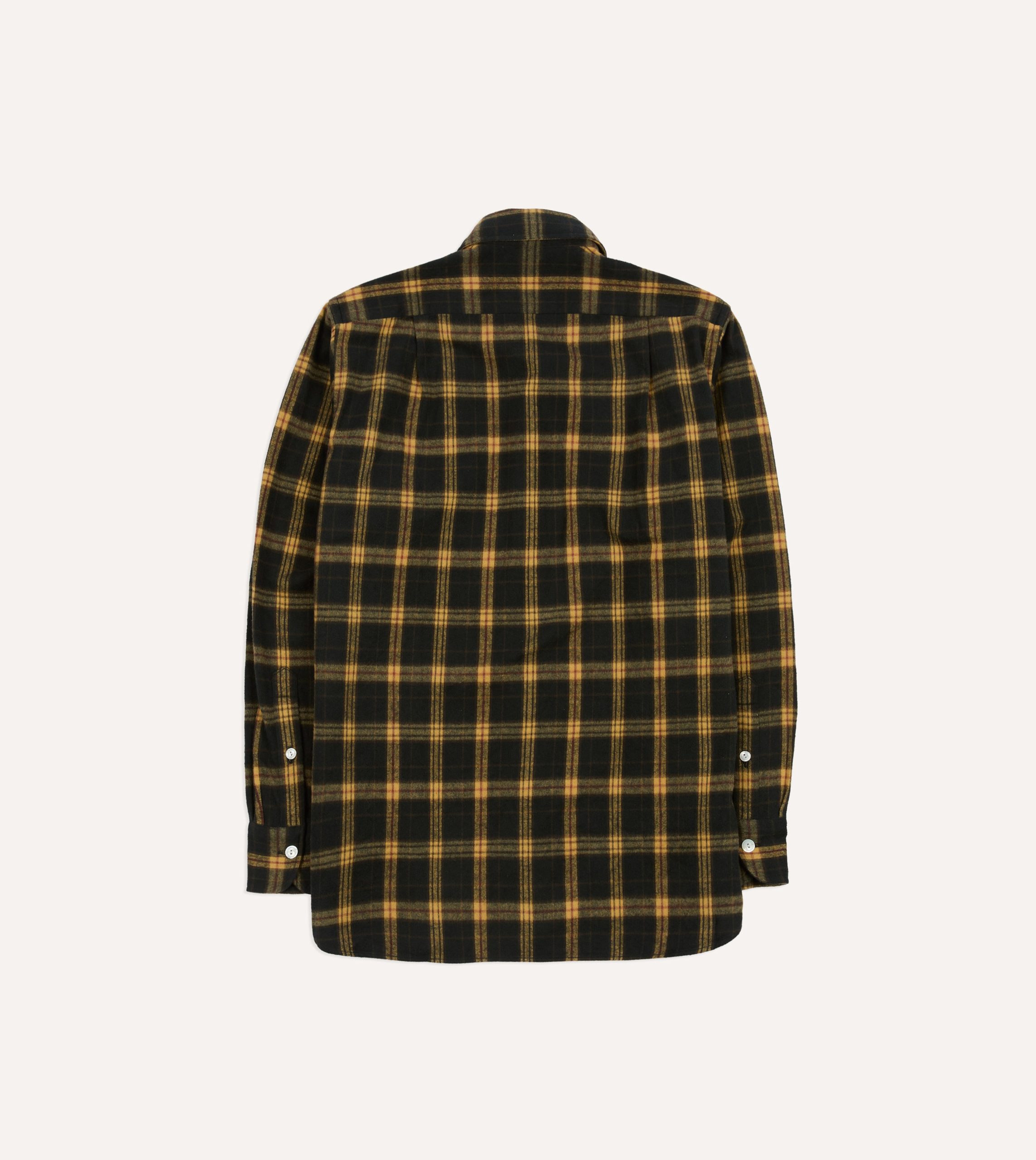 Green and Yellow Brushed Cotton Long Point Collar Work Shirt - Image 6