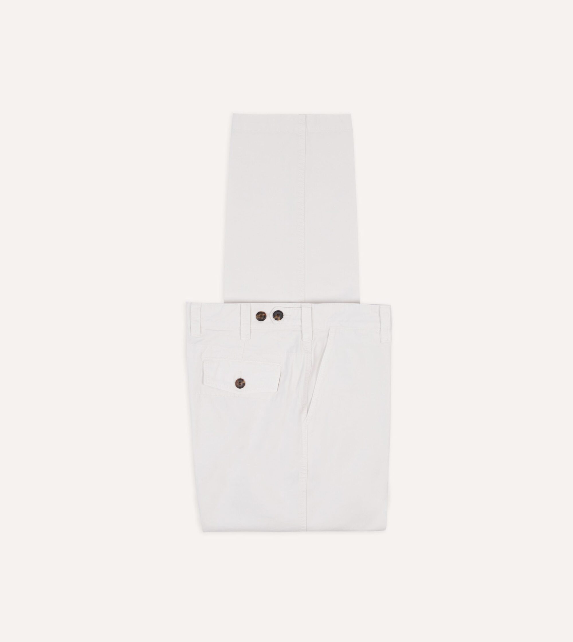 Ecru Cotton Flat Front Chino